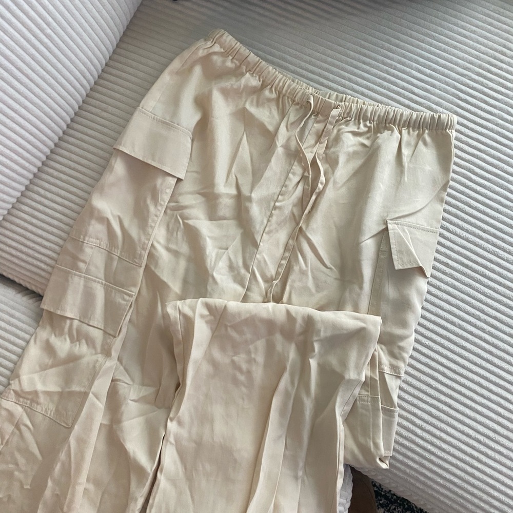 Cream Cargo Jogger Pants
